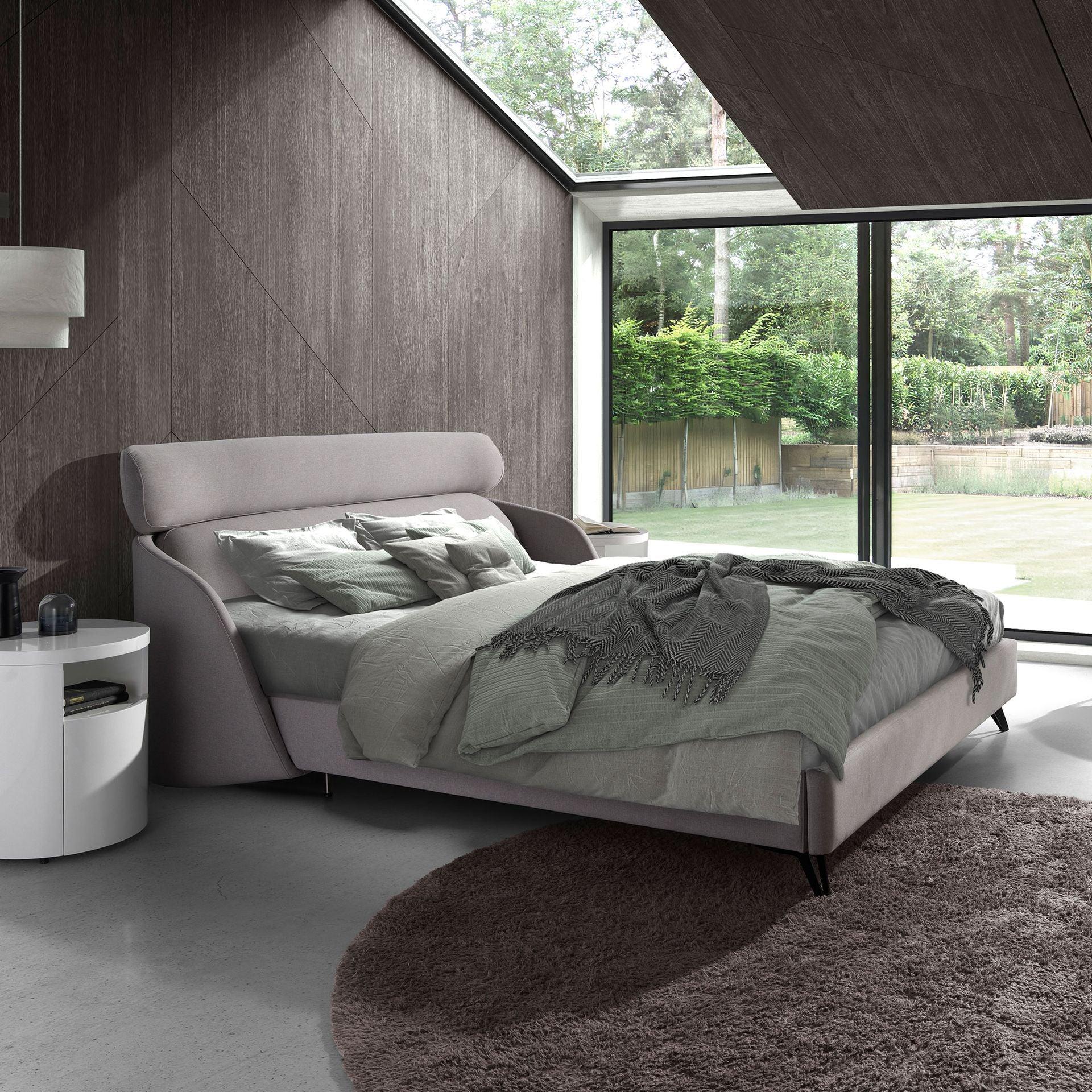 Augsburg 180x200 Polsterbett Stoff LINA color hellgrau front 02